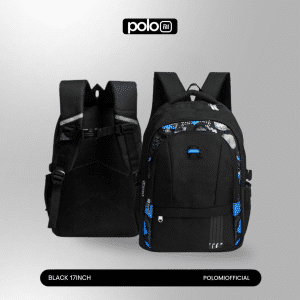 POLOMI Ransel Anak Sekolah 17 Inch Black (Unisex)