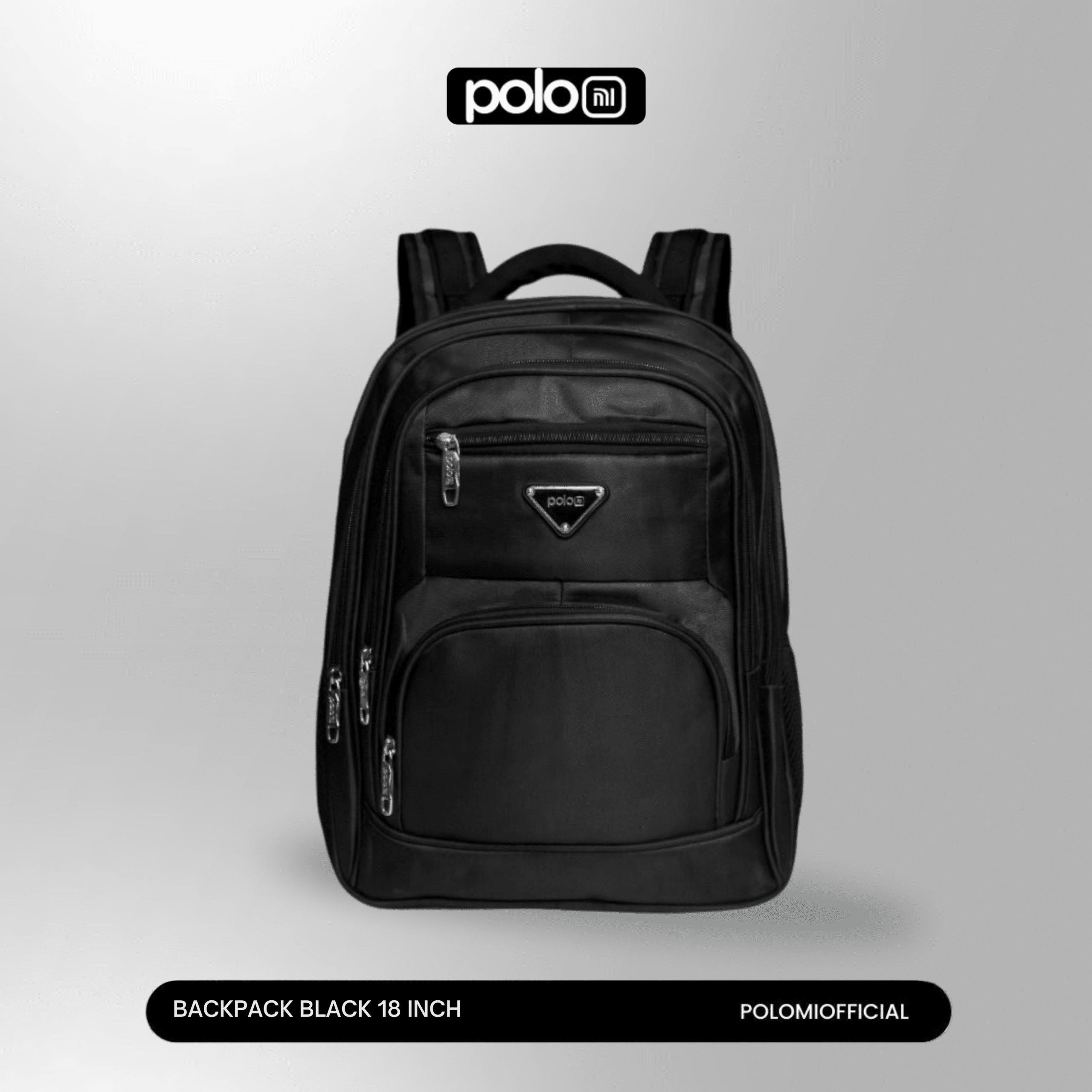POLOMI Black Backpack 18 Inch - Image 2