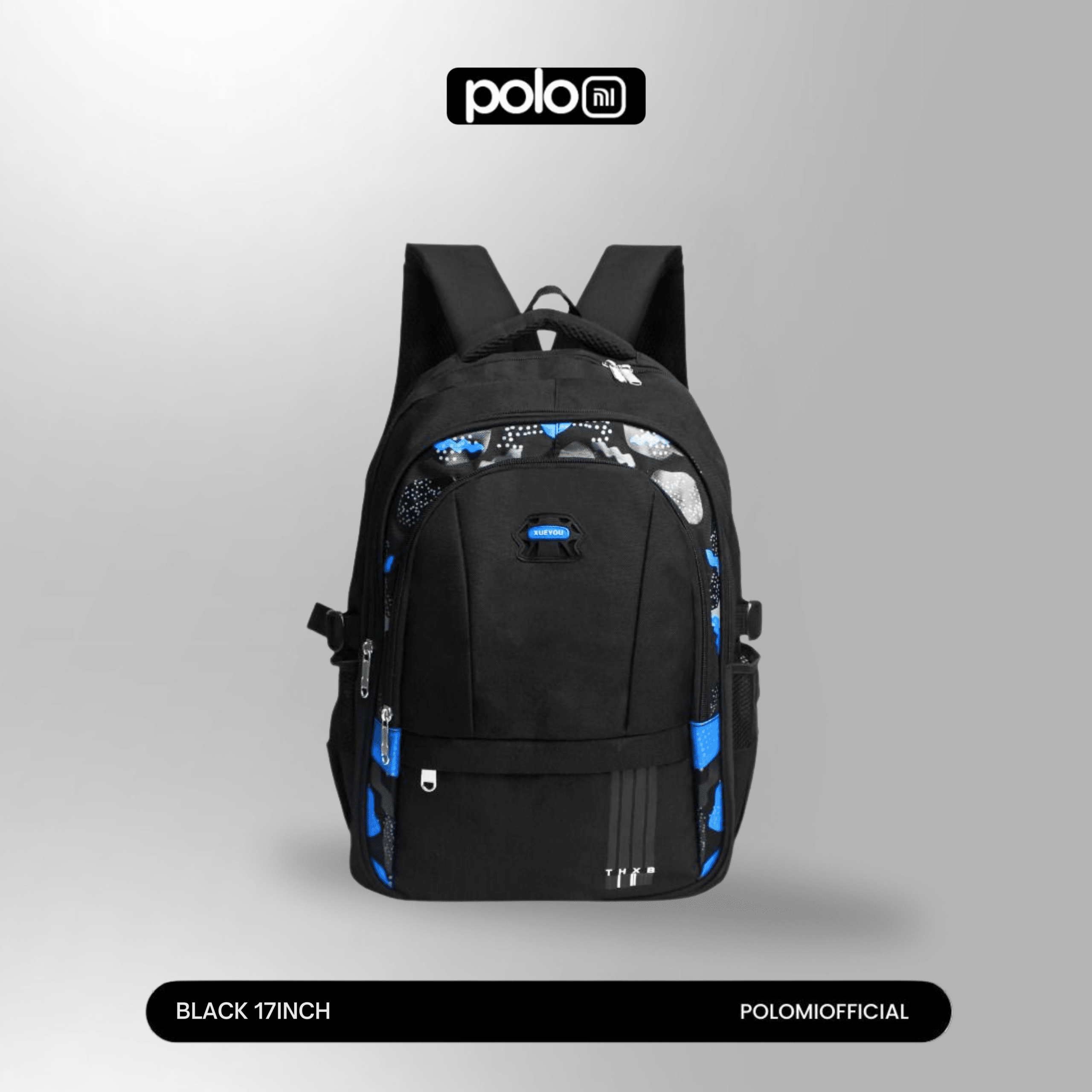 POLOMI Ransel Anak Sekolah 17 Inch Black (Unisex) - Image 2