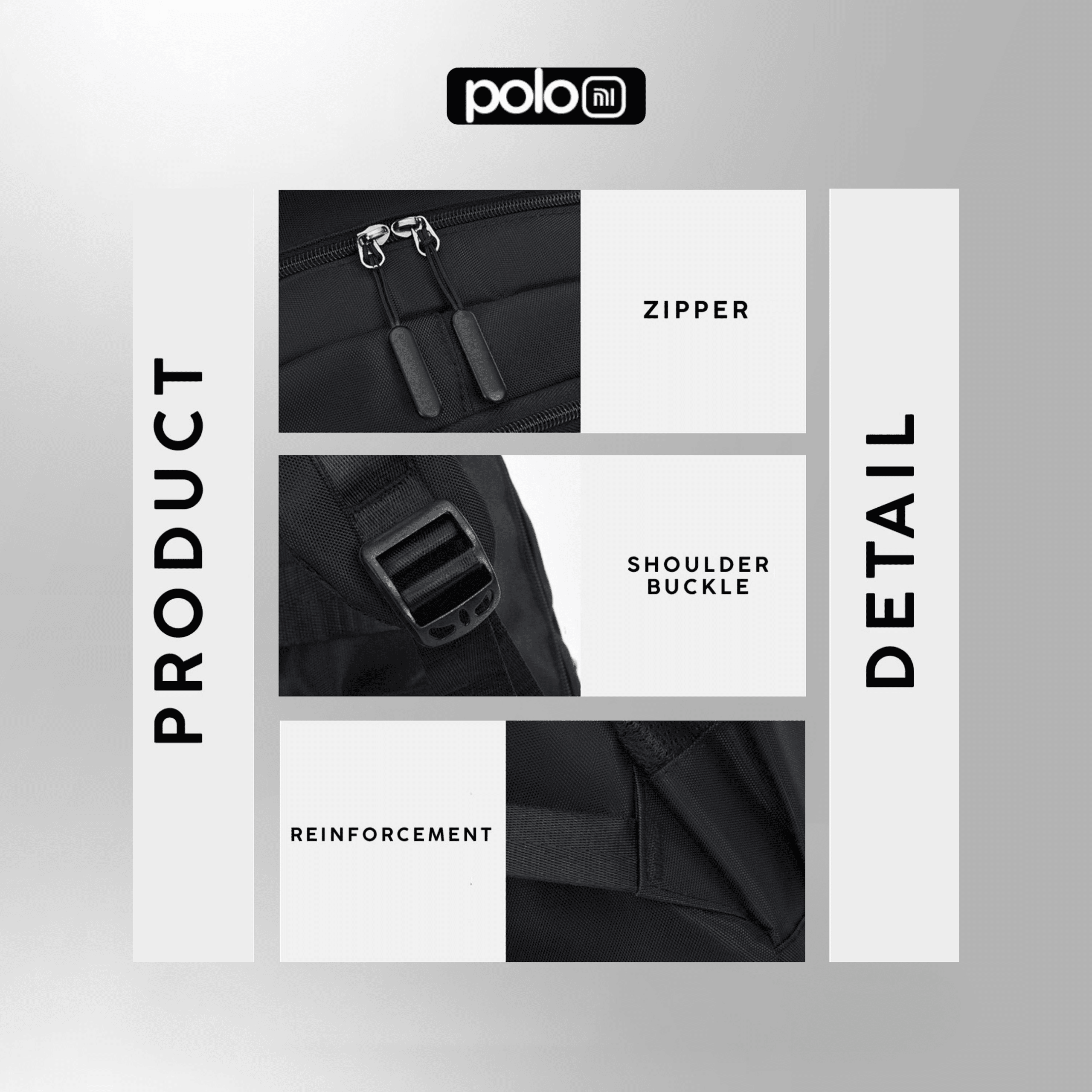 POLOMI Black Backpack 18 Inch - Image 7