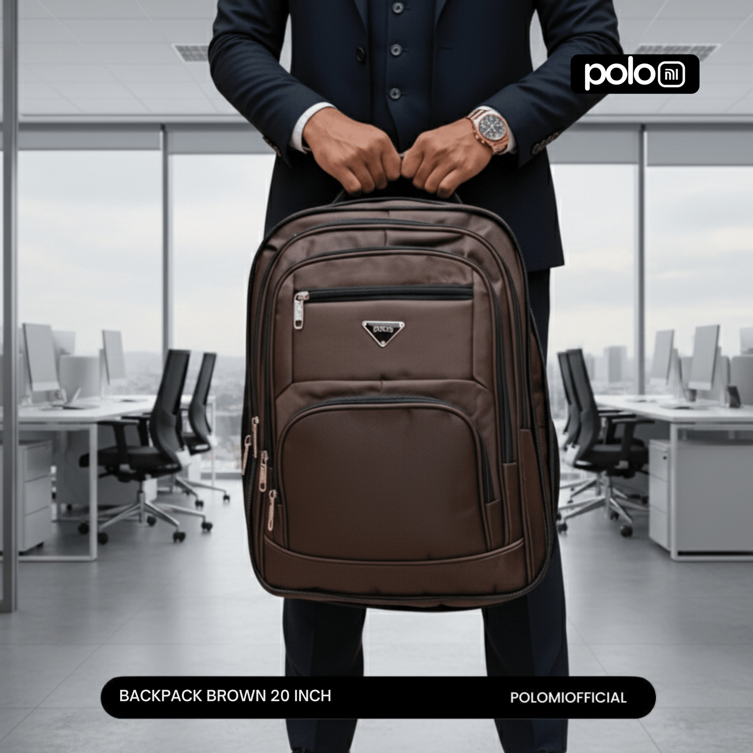 POLOMI Brown Backpack 20 Inch - Image 7