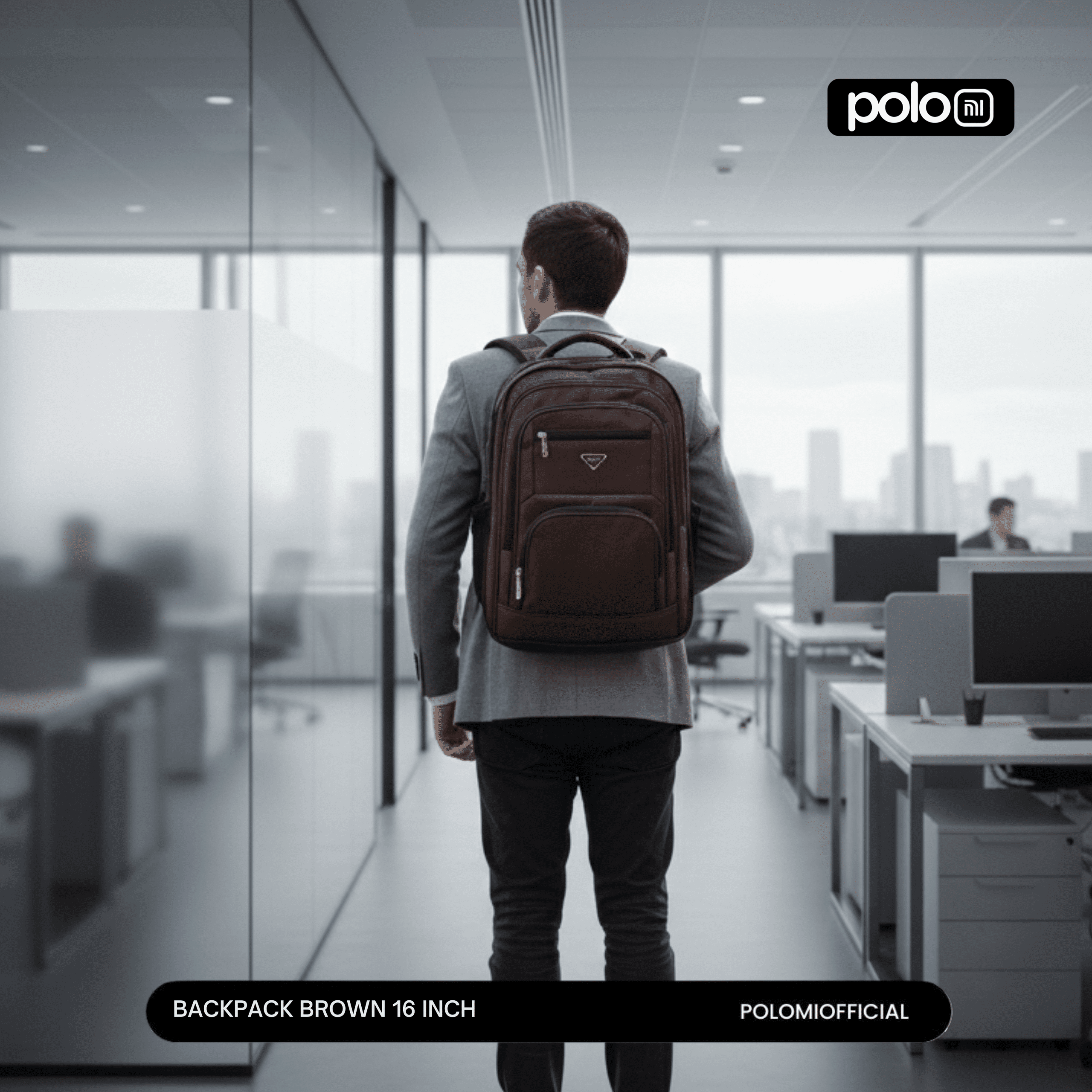 POLOMI Brown Backpack 16 Inch - Image 3