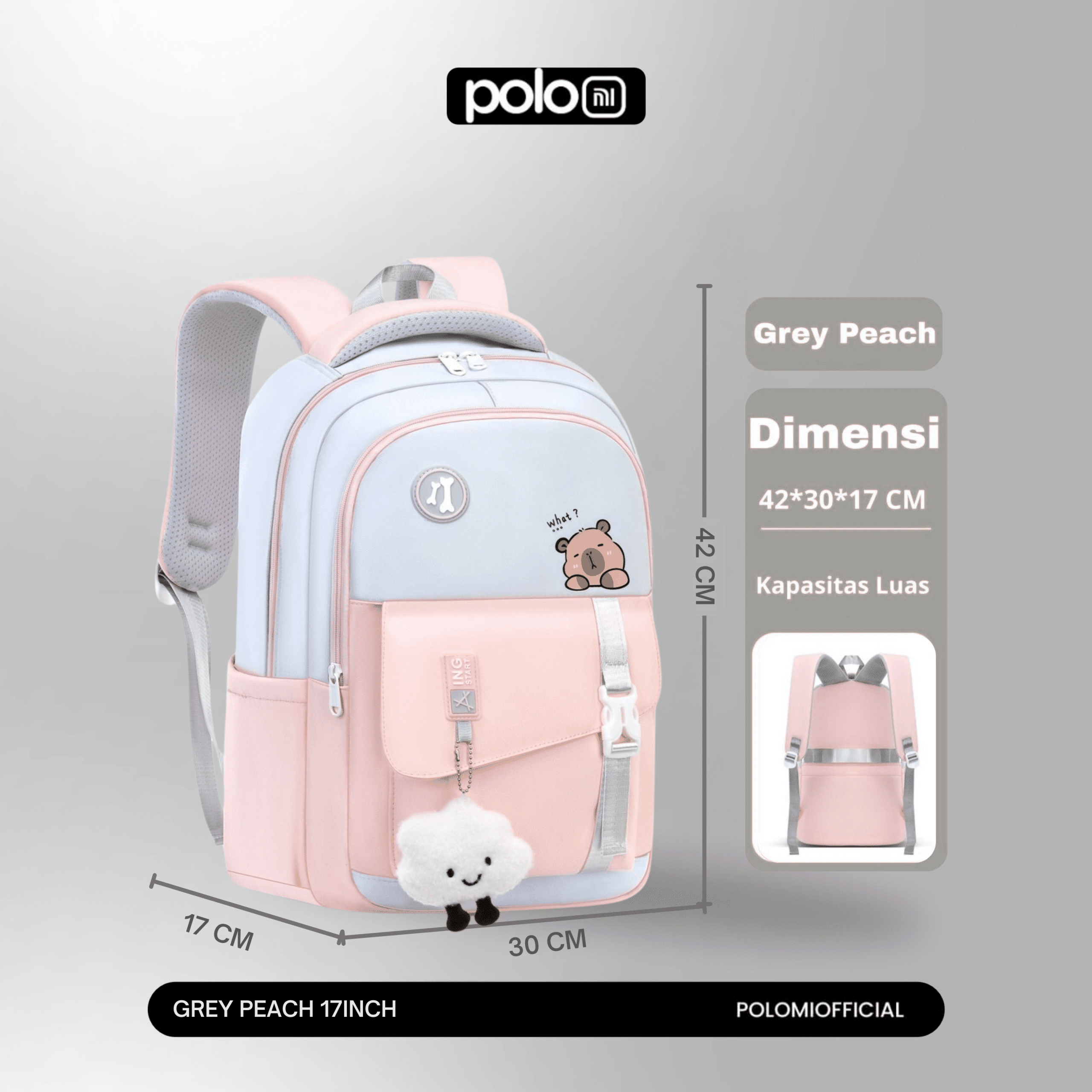 POLOMI Ransel Anak Perempuan 17 Inch - Image 6