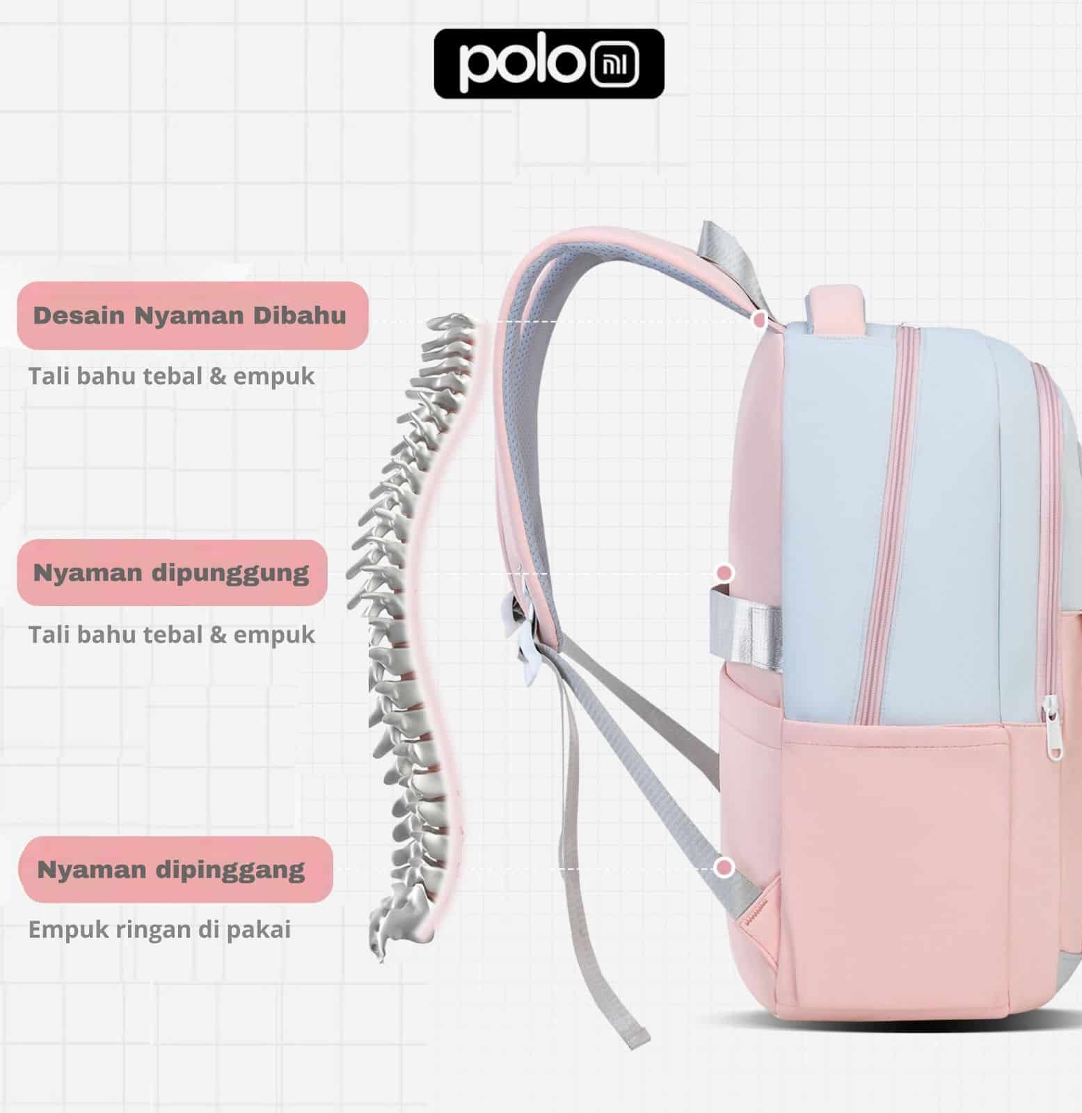POLOMI Ransel Anak Perempuan 17 Inch - Image 12