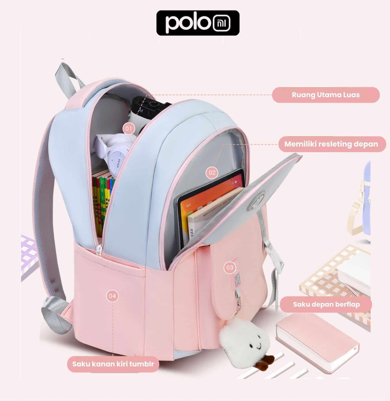 POLOMI Ransel Anak Perempuan 17 Inch - Image 10
